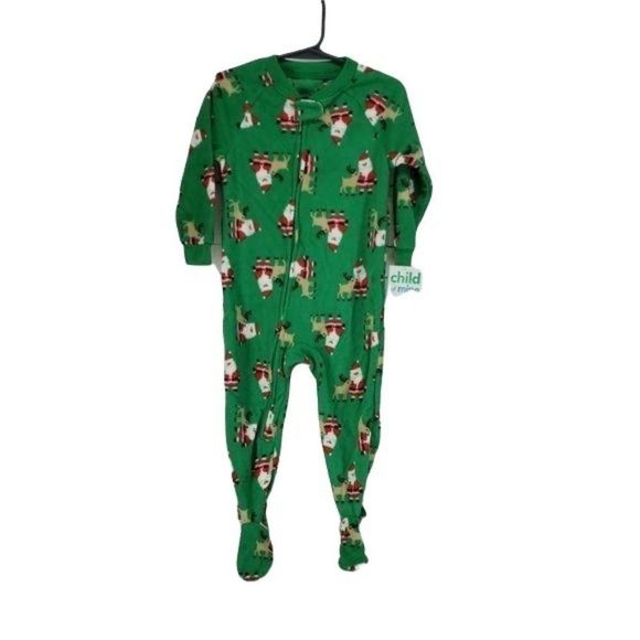 Carter's Child of Mine Santa Claus outfit Sleeper 24 months green footed - Picture 1 of 7